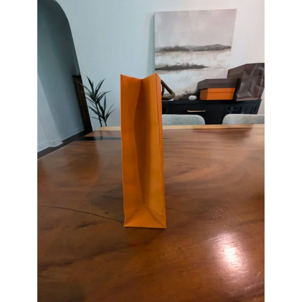 Hermes Luxury Orange Paper Shopping Bag With Rope Handles  8.5